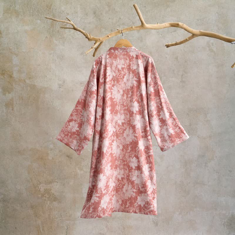 Eleganter Kimono aus Baumwollgaze mit Blumenmuster - image 2