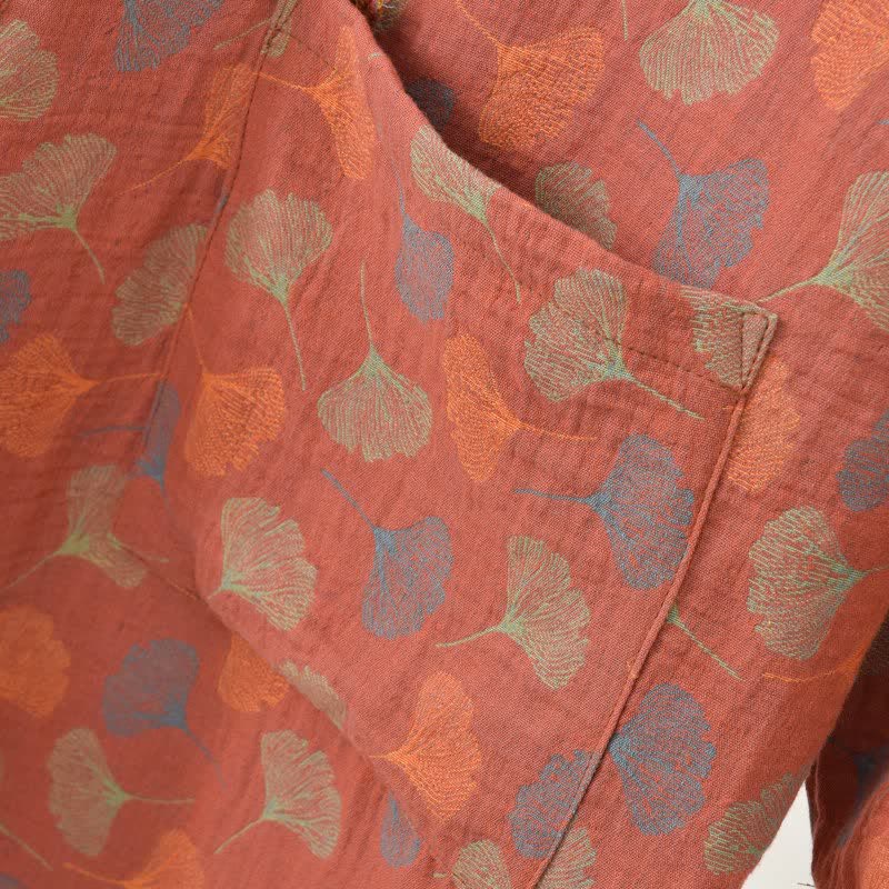 Ginkgoblatt-Baumwollgaze-Yukata-Robe - image 11