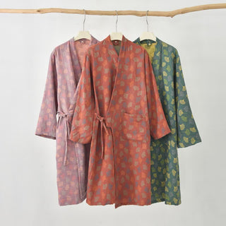 Ginkgoblatt-Baumwollgaze-Yukata-Robe - image 0