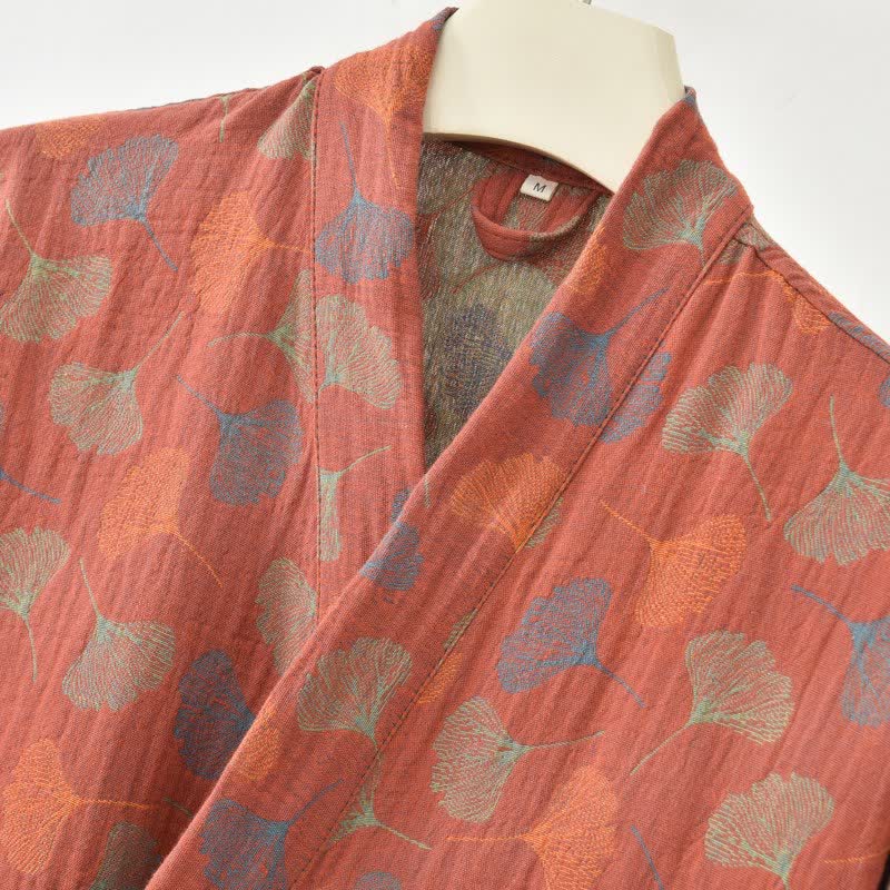 Ginkgoblatt-Baumwollgaze-Yukata-Robe - image 7