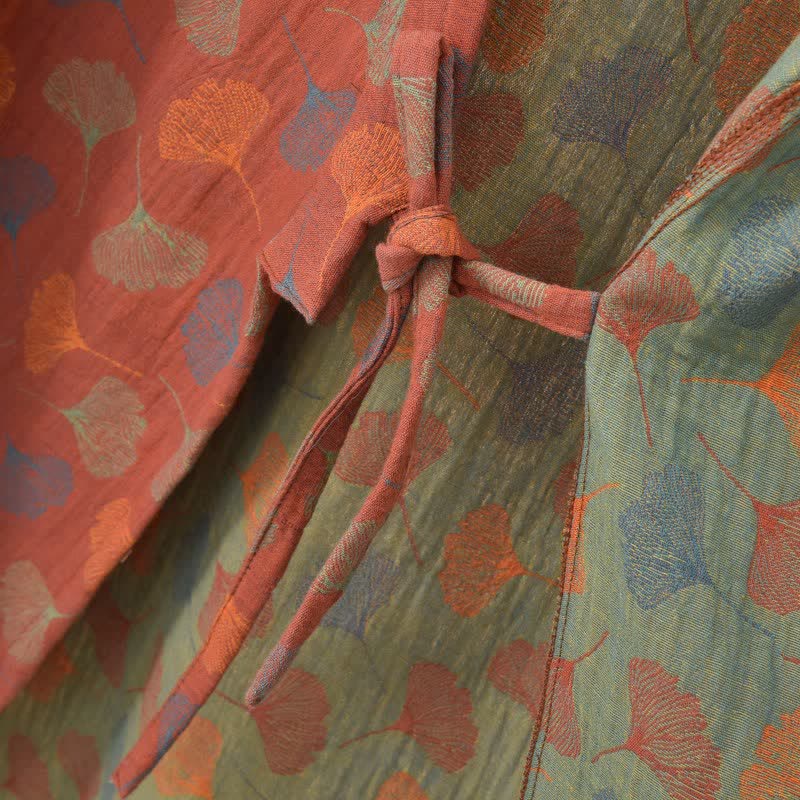 Ginkgoblatt-Baumwollgaze-Yukata-Robe - image 10
