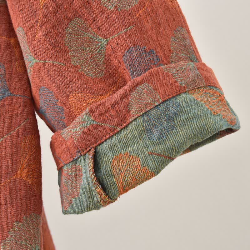 Ginkgoblatt-Baumwollgaze-Yukata-Robe - image 8