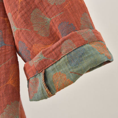 Ginkgoblatt-Baumwollgaze-Yukata-Robe - image 8