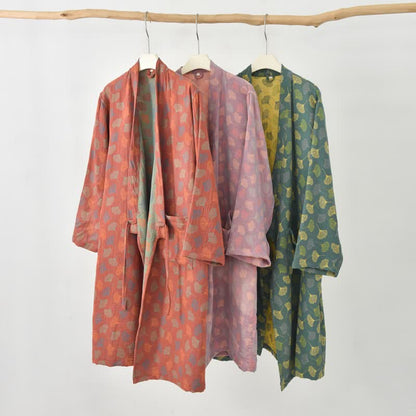 Ginkgoblatt-Baumwollgaze-Yukata-Robe - image 2