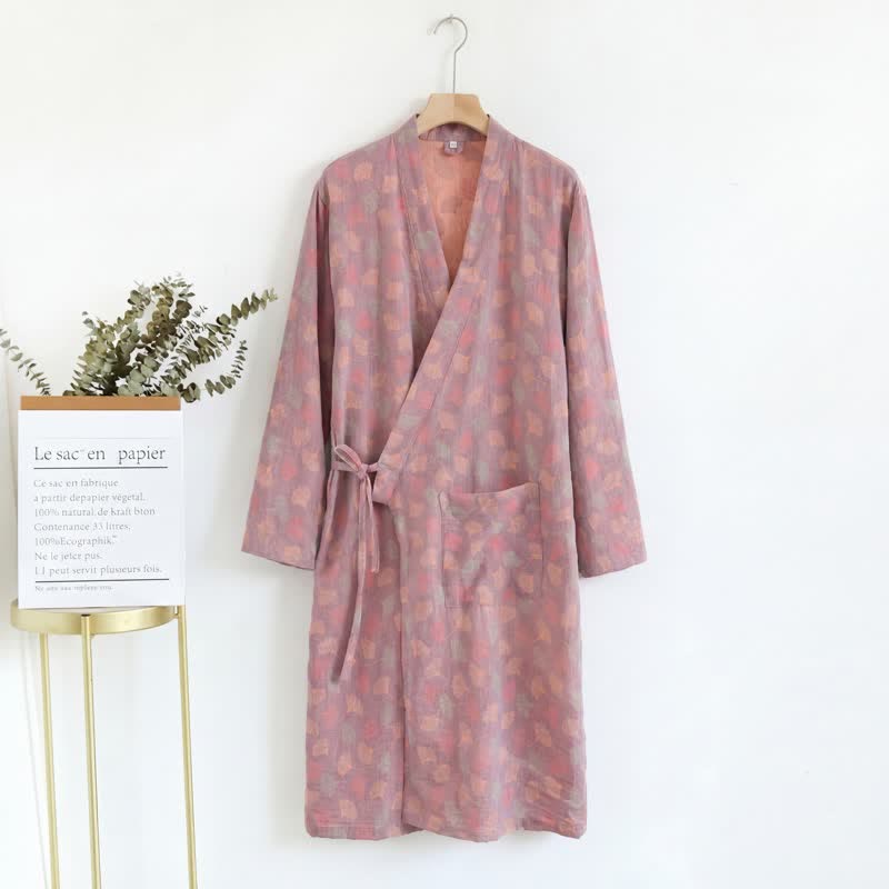 Ginkgoblatt-Baumwollgaze-Yukata-Robe - image 15