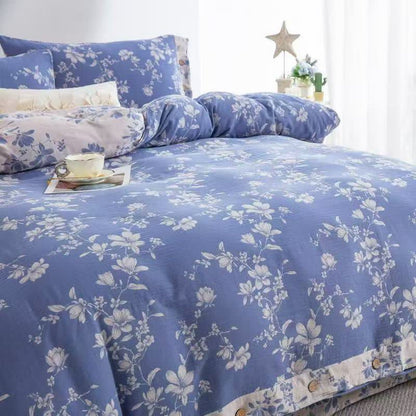 Bettwäsche-Set „Blue Lily“ aus Baumwollgaze (4-teilig) - image 1