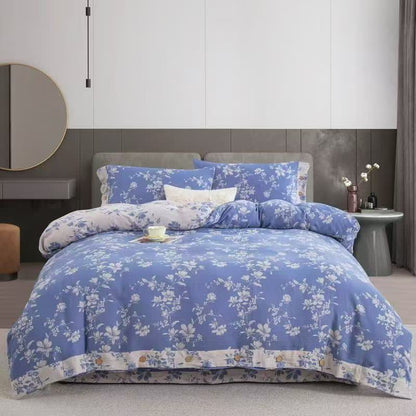Bettwäsche-Set „Blue Lily“ aus Baumwollgaze (4-teilig) - 220cm x 240cm - image 0