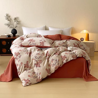 Bettwäsche-Set aus Baumwollgaze mit Ombré-Blumenmuster (4-teilig) - 220cm x 240cm - image 0