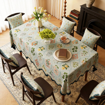 Tischdecke mit botanischem Blumenmuster und gewelltem Rand - Rechteck - 140cm x 220cm - image 3