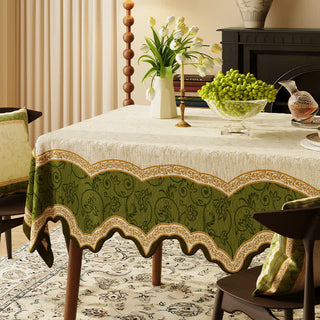 Vintage-Tischdecke mit botanischem Muster und gewelltem Rand - image 0