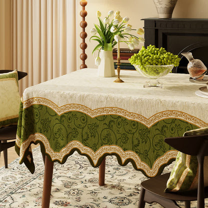 Vintage-Tischdecke mit botanischem Muster und gewelltem Rand - image 0