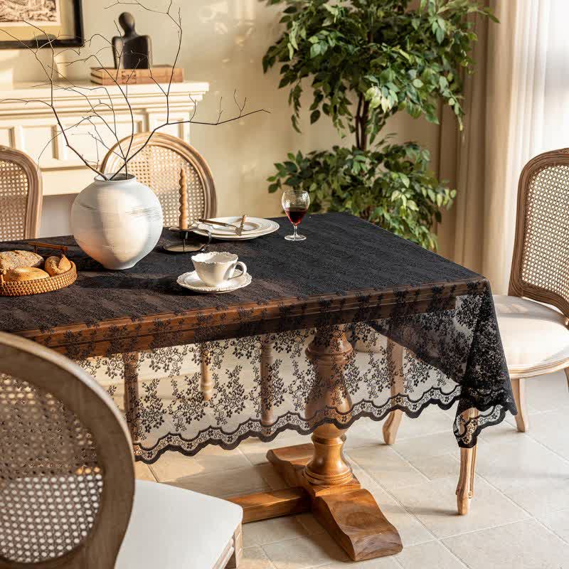 Tischdecke mit floralem Jacquard-Spitzenmuster und Muschelkante - image 10