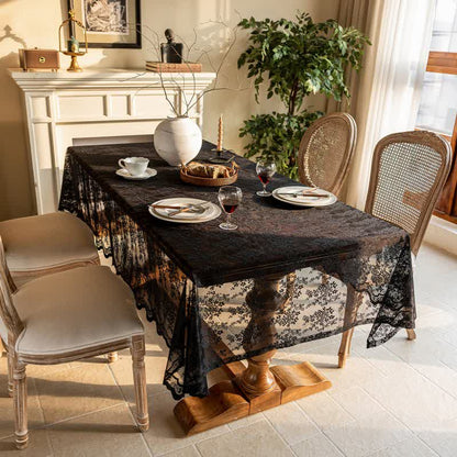 Tischdecke mit floralem Jacquard-Spitzenmuster und Muschelkante - image 11