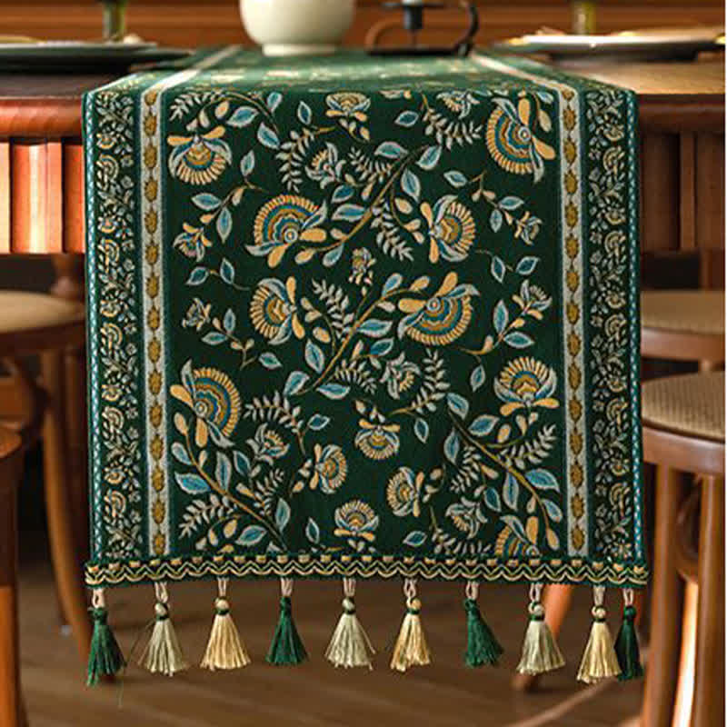 Tischläufer mit Vintage-Ast-Jacquardmuster und Quasten - image 8