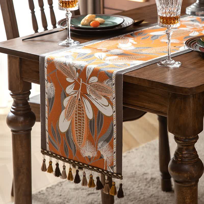 Künstlerischer Tischläufer mit Mais-Jacquard-Quasten - Orange - 35cm x 300cm - image 0