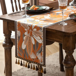 Künstlerischer Tischläufer mit Mais-Jacquard-Quasten - Orange - 35cm x 300cm - image 0