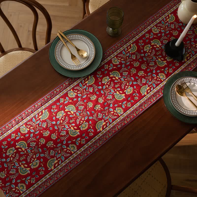 Tischläufer mit Vintage-Ast-Jacquardmuster und Quasten - image 3