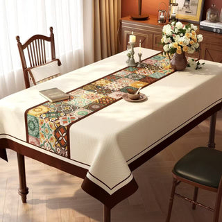 Boho-Tischdecke im marokkanischen Fliesen-Patchwork-Stil - A - 140cm x 220cm - image 0