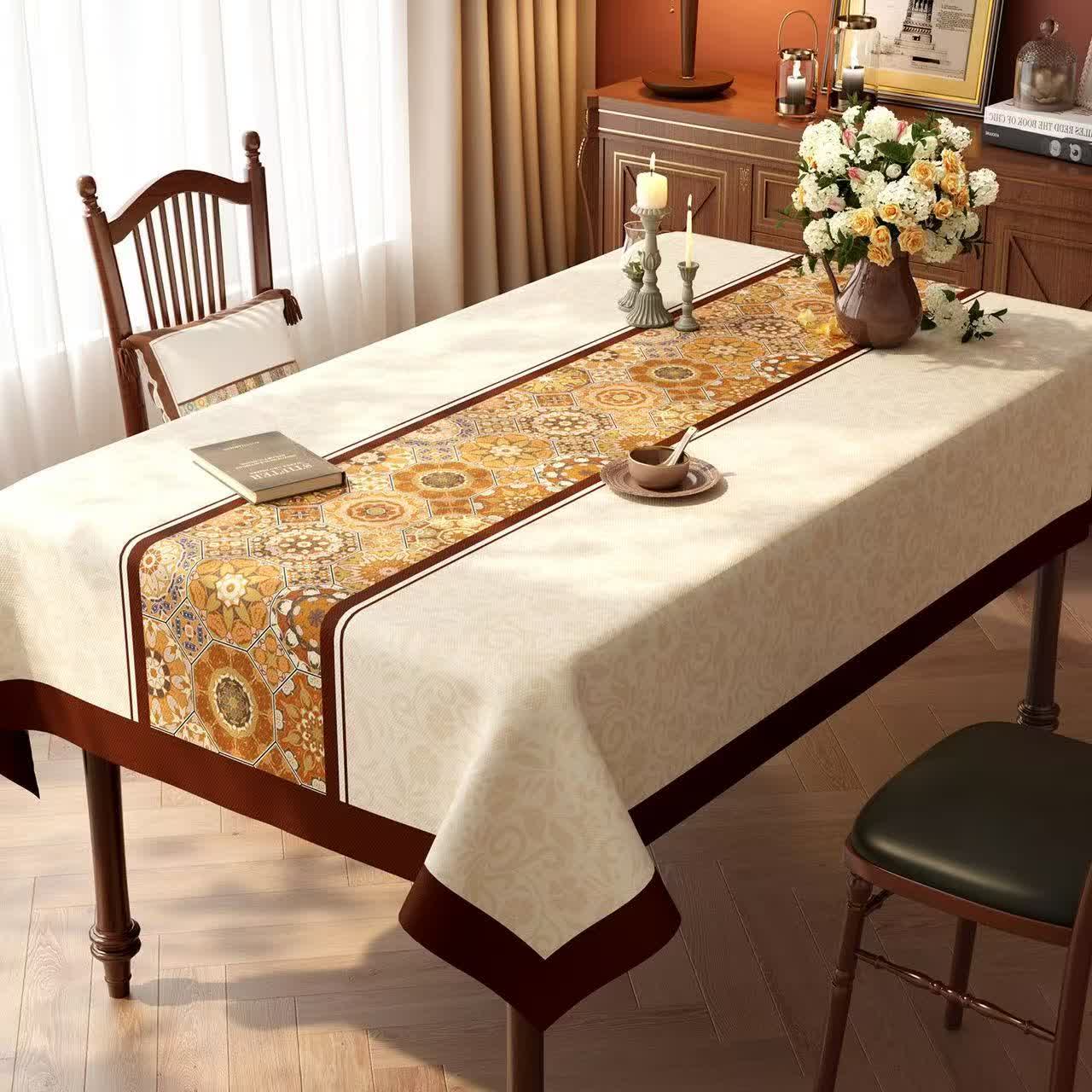 Boho-Tischdecke im marokkanischen Fliesen-Patchwork-Stil - D - 140cm x 220cm - image 3