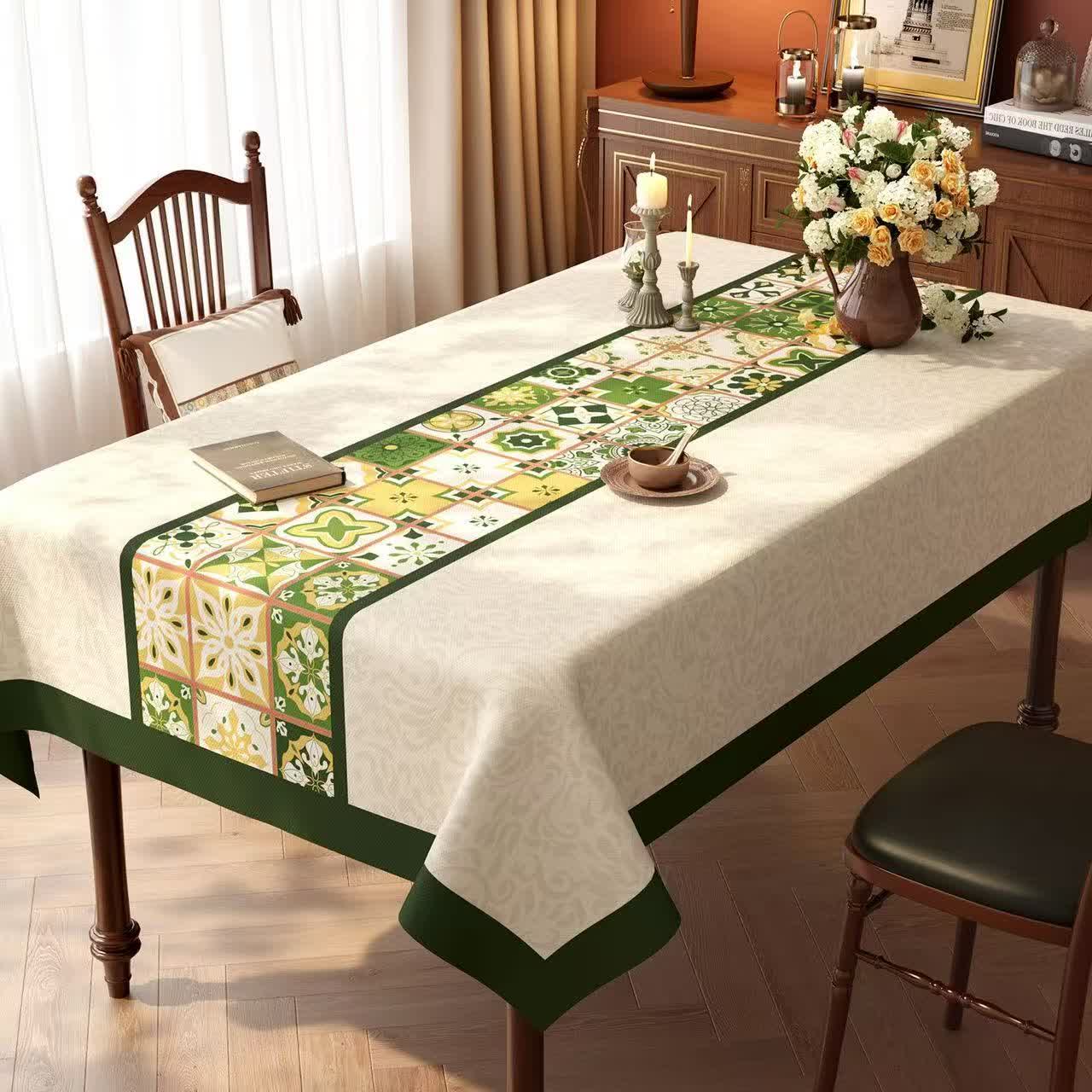 Boho-Tischdecke im marokkanischen Fliesen-Patchwork-Stil - E - 140cm x 220cm - image 4