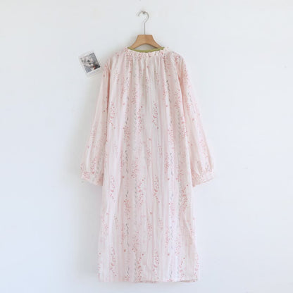 Kimono-Nachthemd aus Baumwollgaze mit kleinem Blumenmuster - image 3