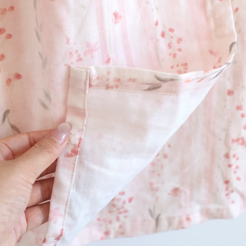 Kimono-Nachthemd aus Baumwollgaze mit kleinem Blumenmuster - image 10