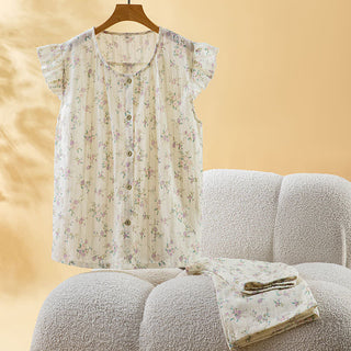 Loungewear-Set aus rosafarbener Baumwolle mit flatternden Ärmeln - Aprikose - XL - image 0