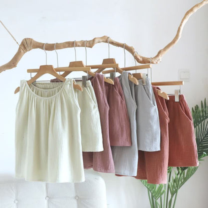 Set aus Tanktop und Shorts aus doppellagigem Baumwollgewebe - image 0