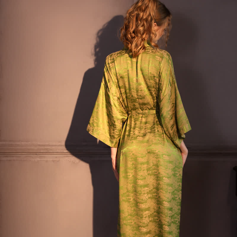 Morgenmantel mit dezentem Vintage-Muster und 3/4-Ärmeln - image 5