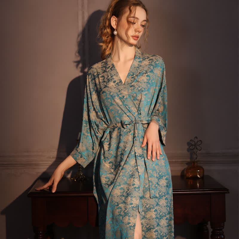 Kimono-Bademantel mit Vintage-Muster und 3/4-Ärmeln - image 2