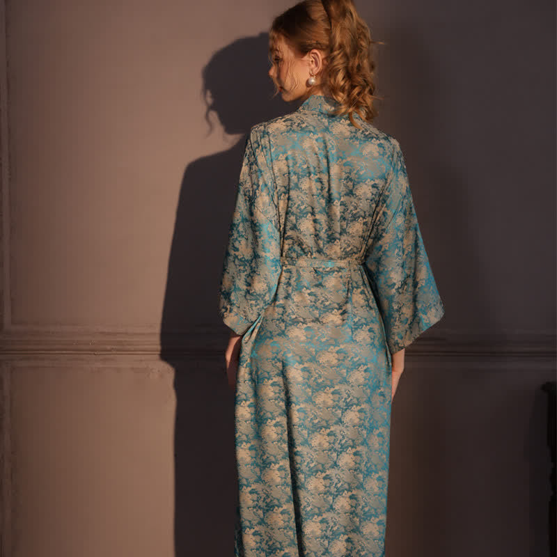 Kimono-Bademantel mit Vintage-Muster und 3/4-Ärmeln - image 4