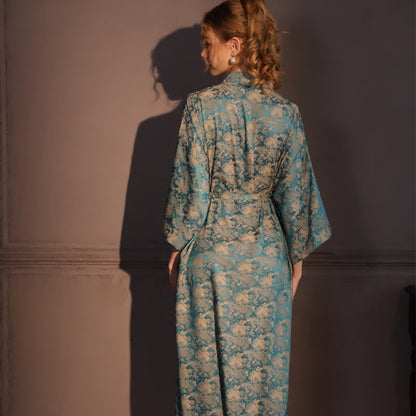 Kimono-Bademantel mit Vintage-Muster und 3/4-Ärmeln - image 4