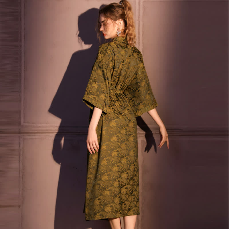 Künstlerisch inspirierter Jacquard-Bademantel mit 3/4-Ärmeln - image 4