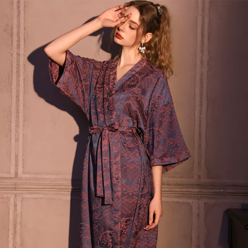 Robe mit abstraktem Muster und 3/4-Ärmeln - image 3