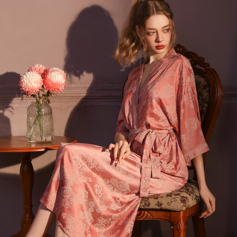 Romantischer Kimono-Bademantel mit 3/4-Ärmeln in Rosenform - image 2