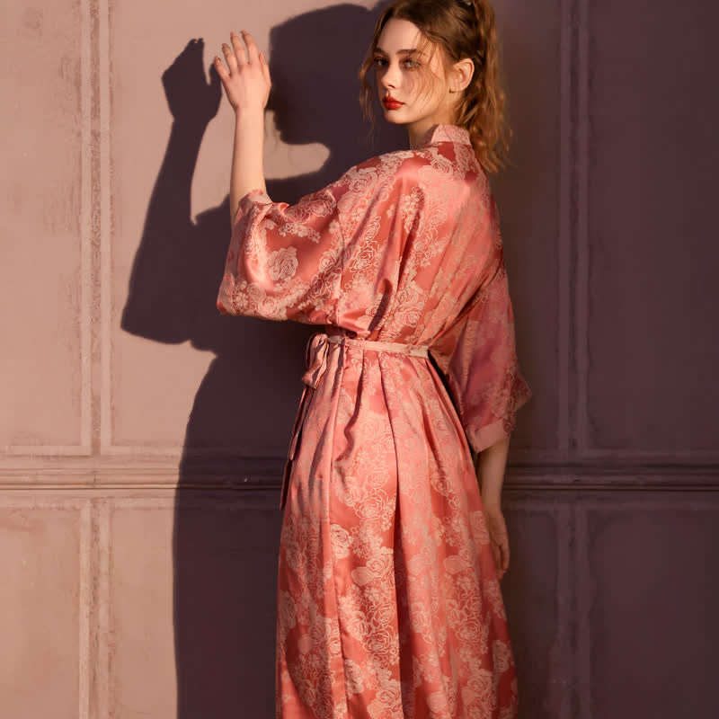 Romantischer Kimono-Bademantel mit 3/4-Ärmeln in Rosenform - image 4
