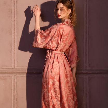 Romantischer Kimono-Bademantel mit 3/4-Ärmeln in Rosenform - image 4