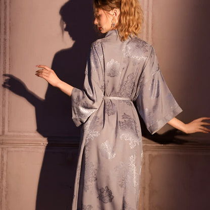 Luxuriöser Kimono-Bademantel mit Blumenmuster und 3/4-Ärmeln - image 9