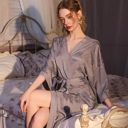 Luxuriöser Kimono-Bademantel mit Blumenmuster und 3/4-Ärmeln - image 7