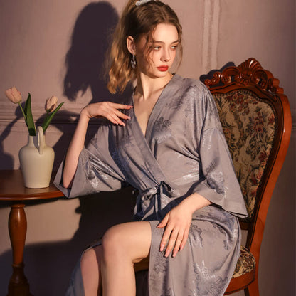 Luxuriöser Kimono-Bademantel mit Blumenmuster und 3/4-Ärmeln - image 8