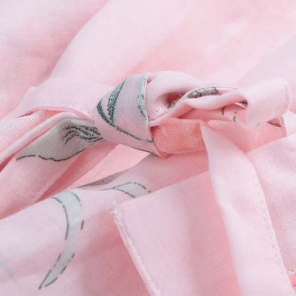 Kimono-Bademantel aus rosa Baumwollgaze mit Blumenmuster - image 5