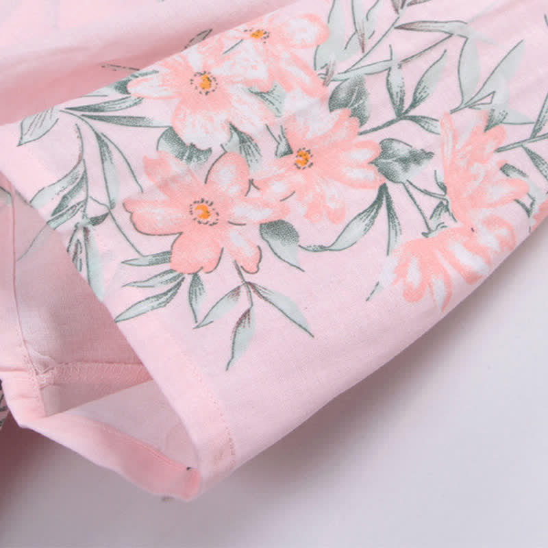 Kimono-Bademantel aus rosa Baumwollgaze mit Blumenmuster - image 6
