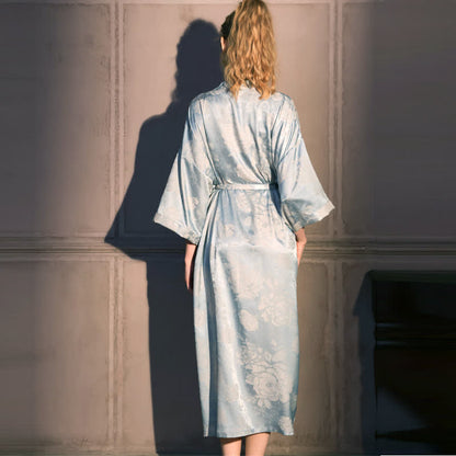 Kimono-Bademantel mit Pfingstrosenmuster und 3/4-Ärmeln - image 4