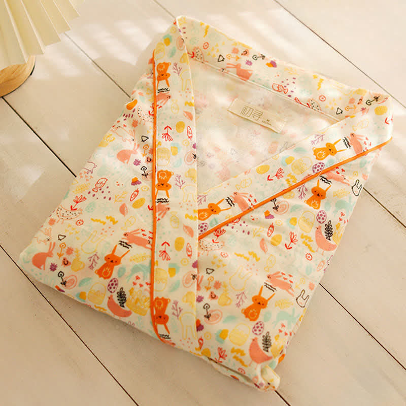 Niedliches Kimono-Nachthemd mit Hasen- und Mondmotiv - image 1