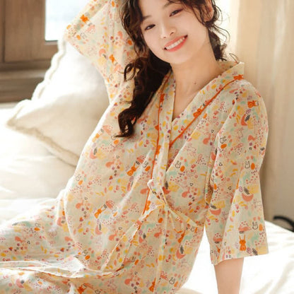 Niedliches Kimono-Nachthemd mit Hasen- und Mondmotiv - image 3