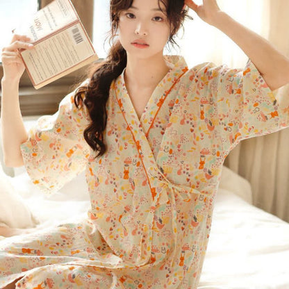 Niedliches Kimono-Nachthemd mit Hasen- und Mondmotiv - image 4