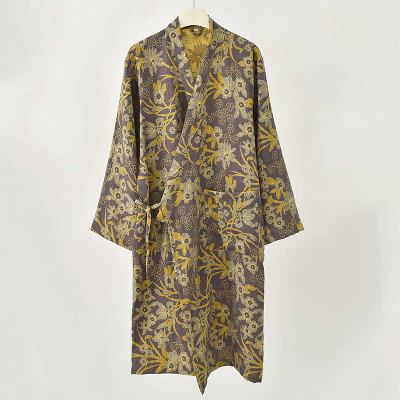 Kimono-Baumwollmantel mit pastoralem Blumenmuster und Jacquard-Print - image 21