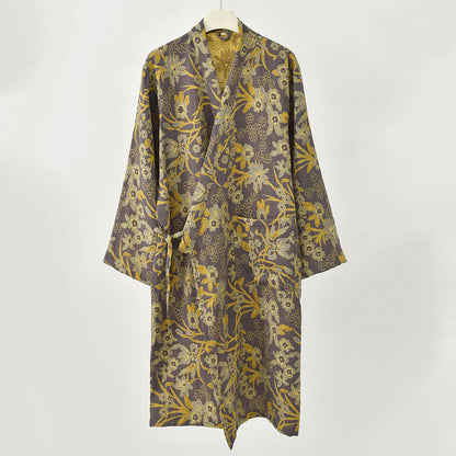 Kimono-Baumwollmantel mit pastoralem Blumenmuster und Jacquard-Print - image 21