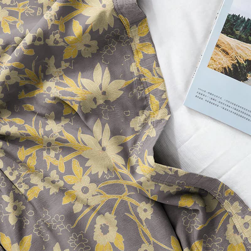 Kimono-Baumwollmantel mit pastoralem Blumenmuster und Jacquard-Print - image 25