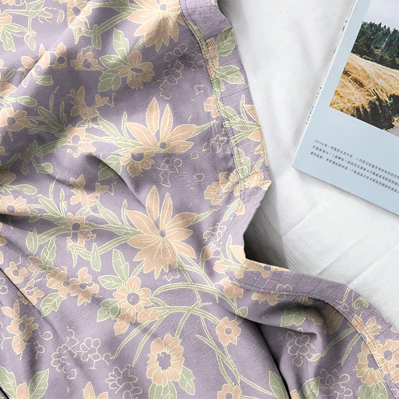Kimono-Baumwollmantel mit pastoralem Blumenmuster und Jacquard-Print - image 18